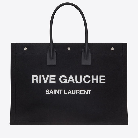 SAINT LAURENT - RIVE GAUCHE LARGE TOTE BAG IN PRINTED CANVAS AND LEATHER - Picture 1 of 3